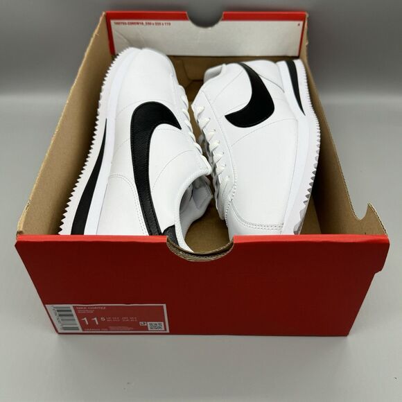 Nike Cortez Leather White Black Size 11.5 Men's Casual Shoes DM4044-105 Classic - Picture 10 of 11